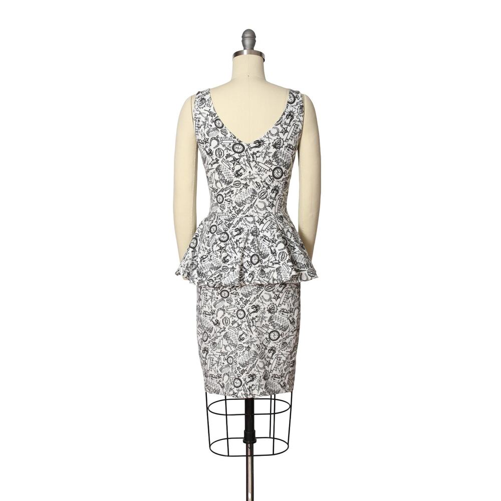 Vintage Y2K BETSEY JOHNSON Dress 2000s "Tattoo You" Novelty Print Peplum Punk - Picture 6 of 10